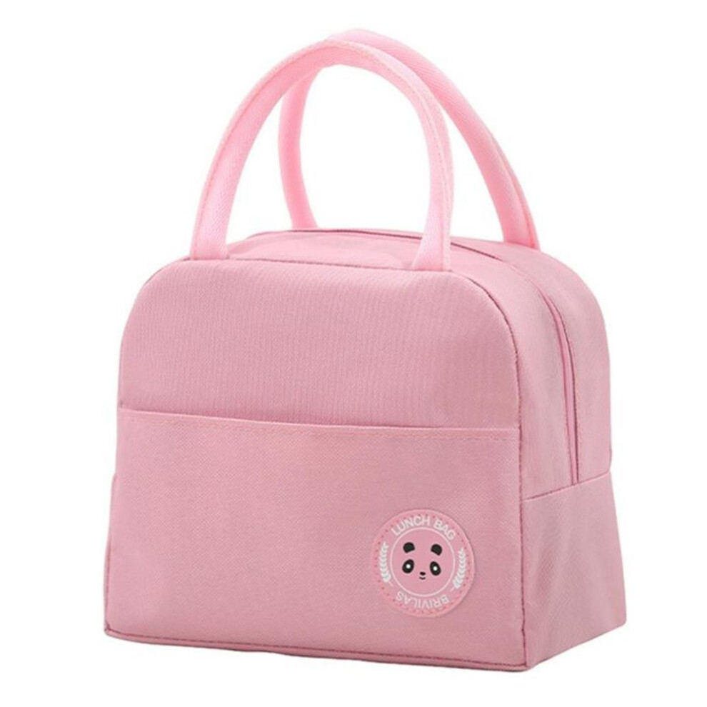 (pink) Unisex Portable Oxford Cloth Bear Bento Bag Outdoor Casual Picnic Handbag