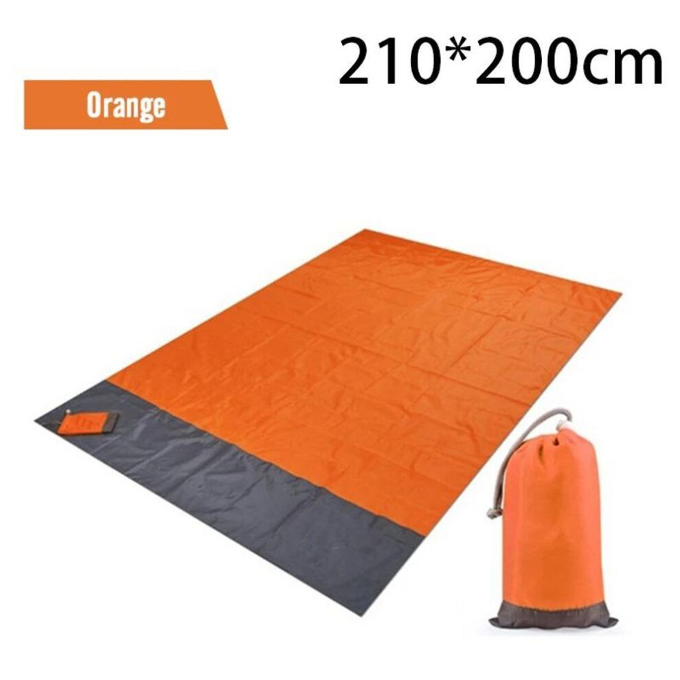(orange, 200*210cm) Outdoor Waterproof Pocket Beach Mat Portable Folding Beach Blanket Camping Picnic Mat