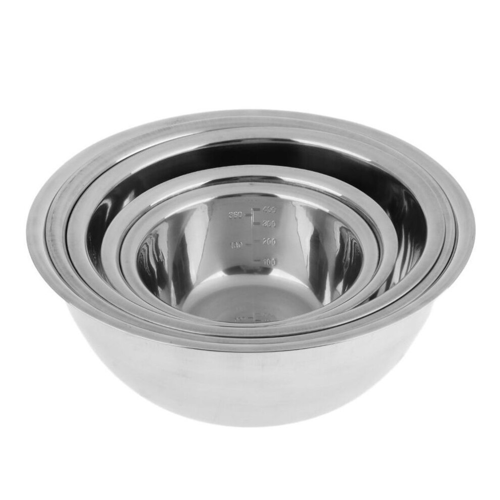 (silver) 5pcs/set Home Kicthen Stainless Steel Mixing Bowl Outdoor Camping Fishing Cookware Dinnerware