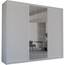 (White, 250cm) MN FURNITURE Latin Modern 3 Door Sliding Wardrobe with Mirror