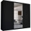 MN Furniture Triple Door Sliding Mirror Wardrobe Black 250cm 1