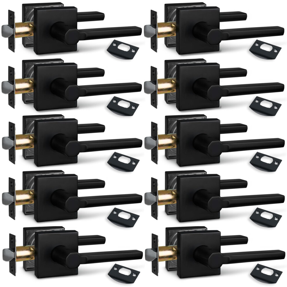 Newbang (10Pack) Hall/Closet Lever Handle Lock In Aged Matt Black- Door Lock Handle In Matt Black For Passage Door Hd1601-Db-Ps-10P 6131637266294
