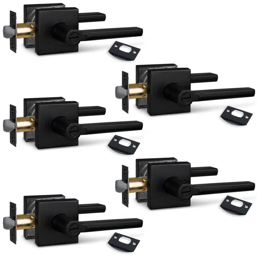Newbang (5Pack) Bed/Bath Room Door Lever For Privacy Bathroom And Interior Door Door Lock Handle In Aged Matt Black Hd1601-Db-Bk-5P 6131637266201