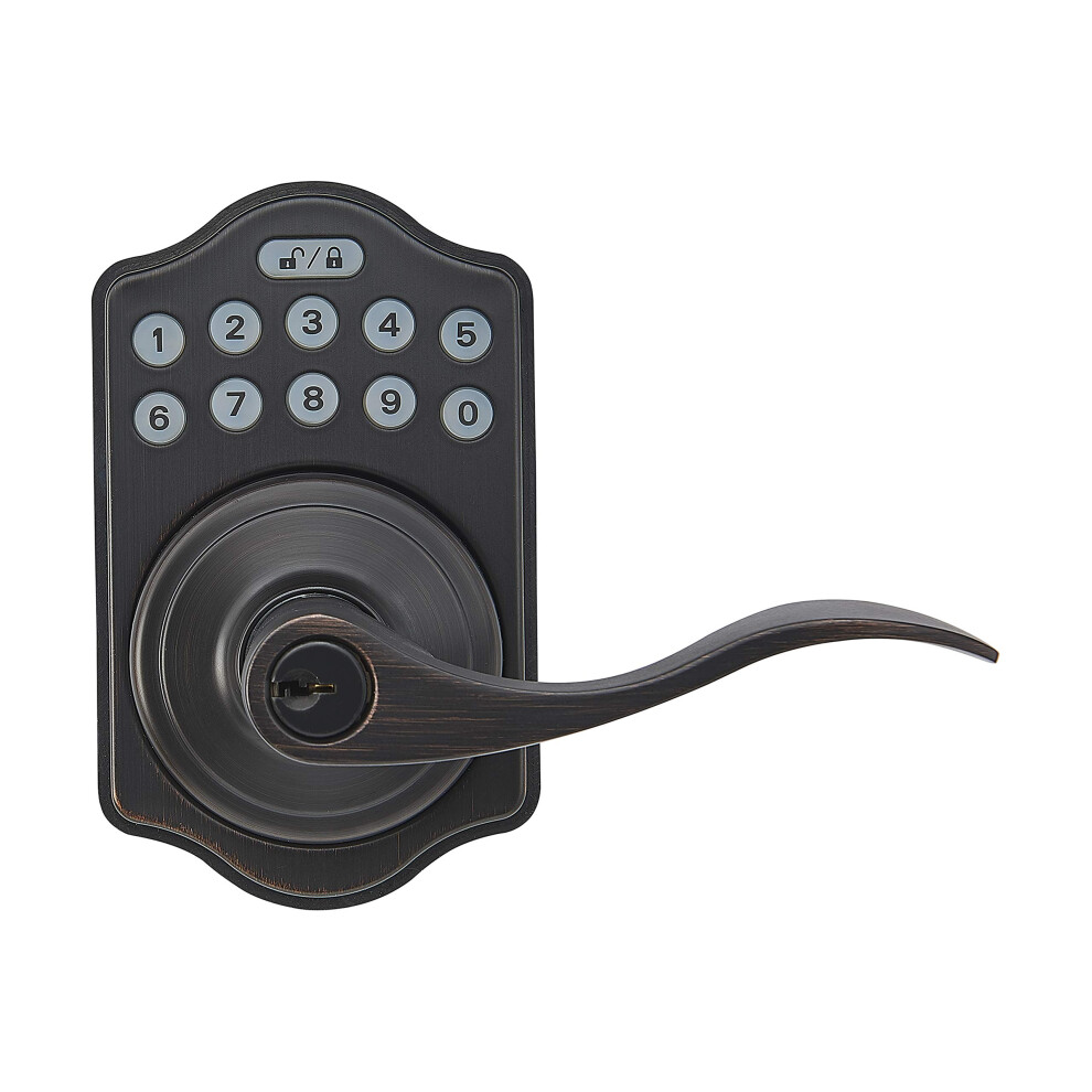 Amazon Basics Electronic Keypad Entry Lever Door Lock - Oil Rubbed Bronze  78.3mm W x 129.2mm H