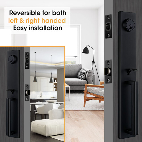 NEWBANG Matte Black Double Door Handle Set 2