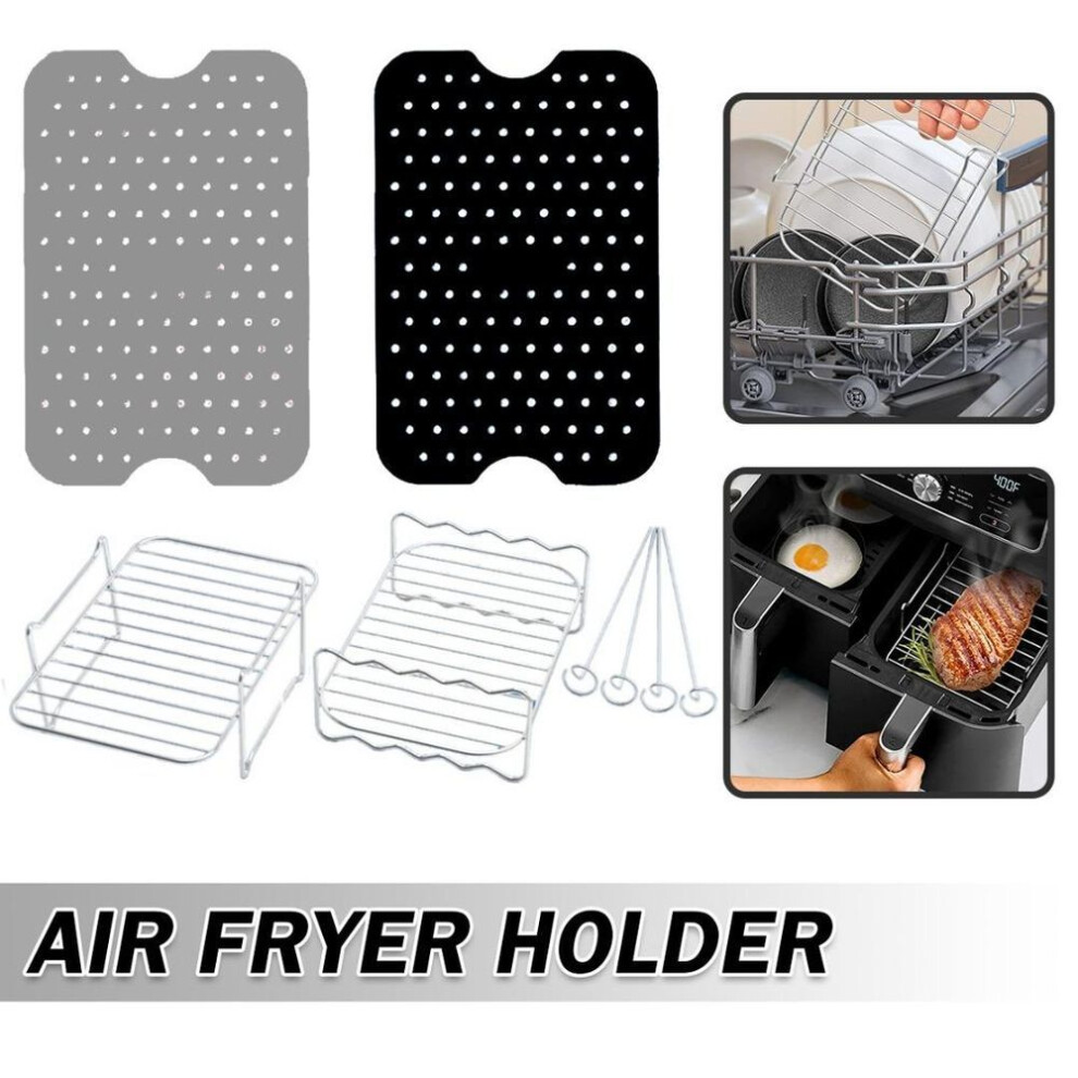 Stainless Steel Layered Dehydrator Racks Skewer Rack For Ninja Dual Air Fryer