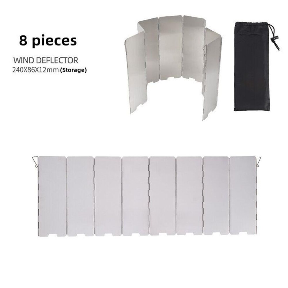 (8 pieces) 8/9/10 Plates Stove Windscreen, Aluminum Stove Windshield With Drawstring Bag, For Camping, Butane Stoves(10 Plates)