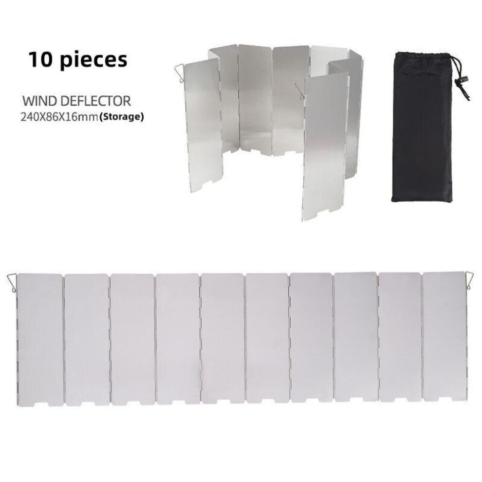 (10pieces) 8/9/10 Plates Stove Windscreen, Aluminum Stove Windshield With Drawstring Bag, For Camping, Butane Stoves(10 Plates)