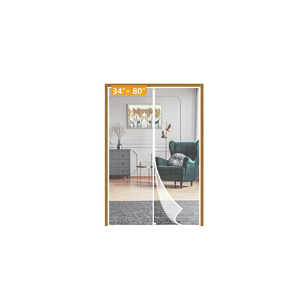 Le rideau de porte moustiquaire magn?tique blanc Yotache convient aux portes de taille 34 x 80