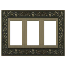Amerelle 43RRRBB English Garden Wallplate 3 Rocker Gussmetall gebrstetes Messing 1er-Pack