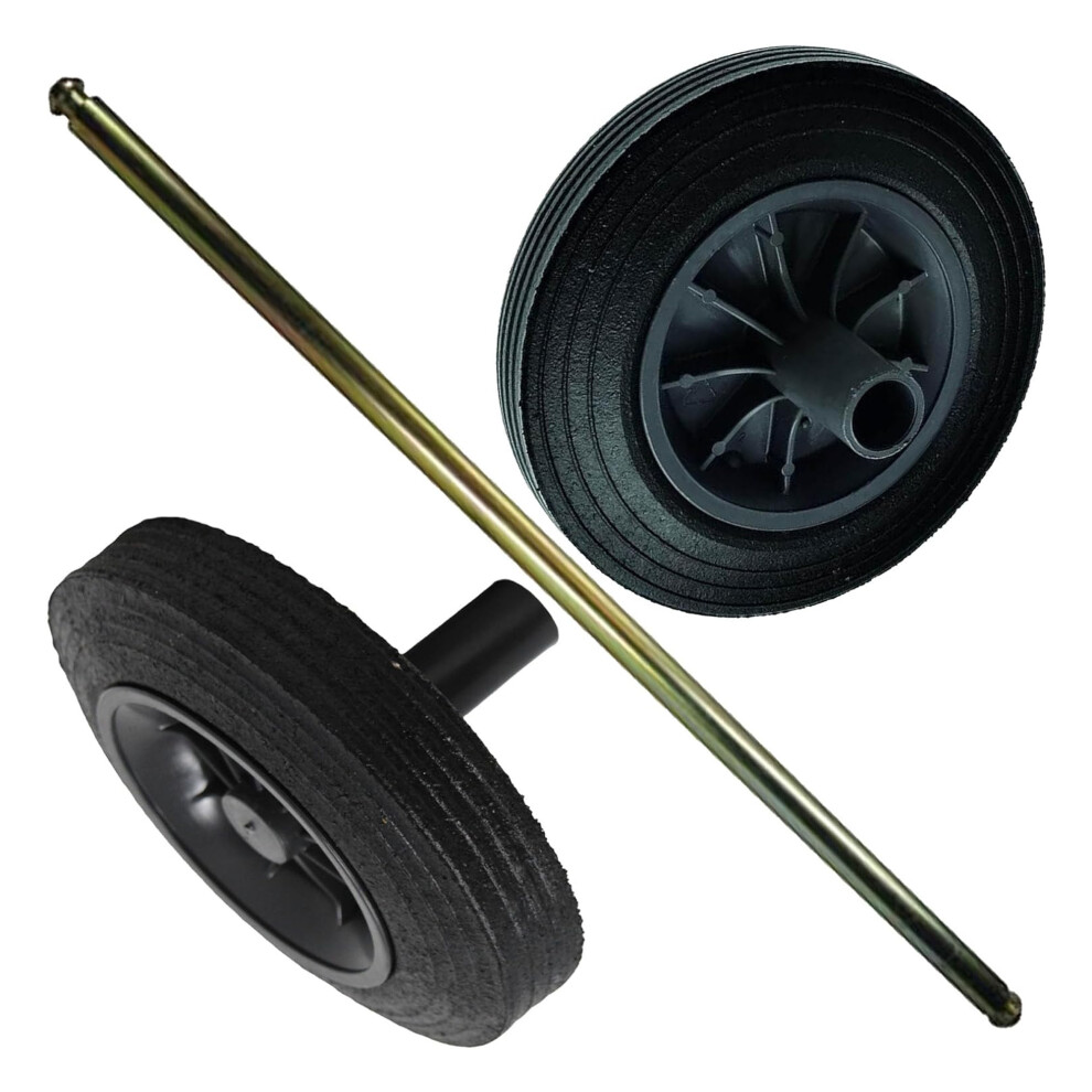 Pack Of 2 Rubber Wheels & Metal Axle Kit For Wheelie Bins