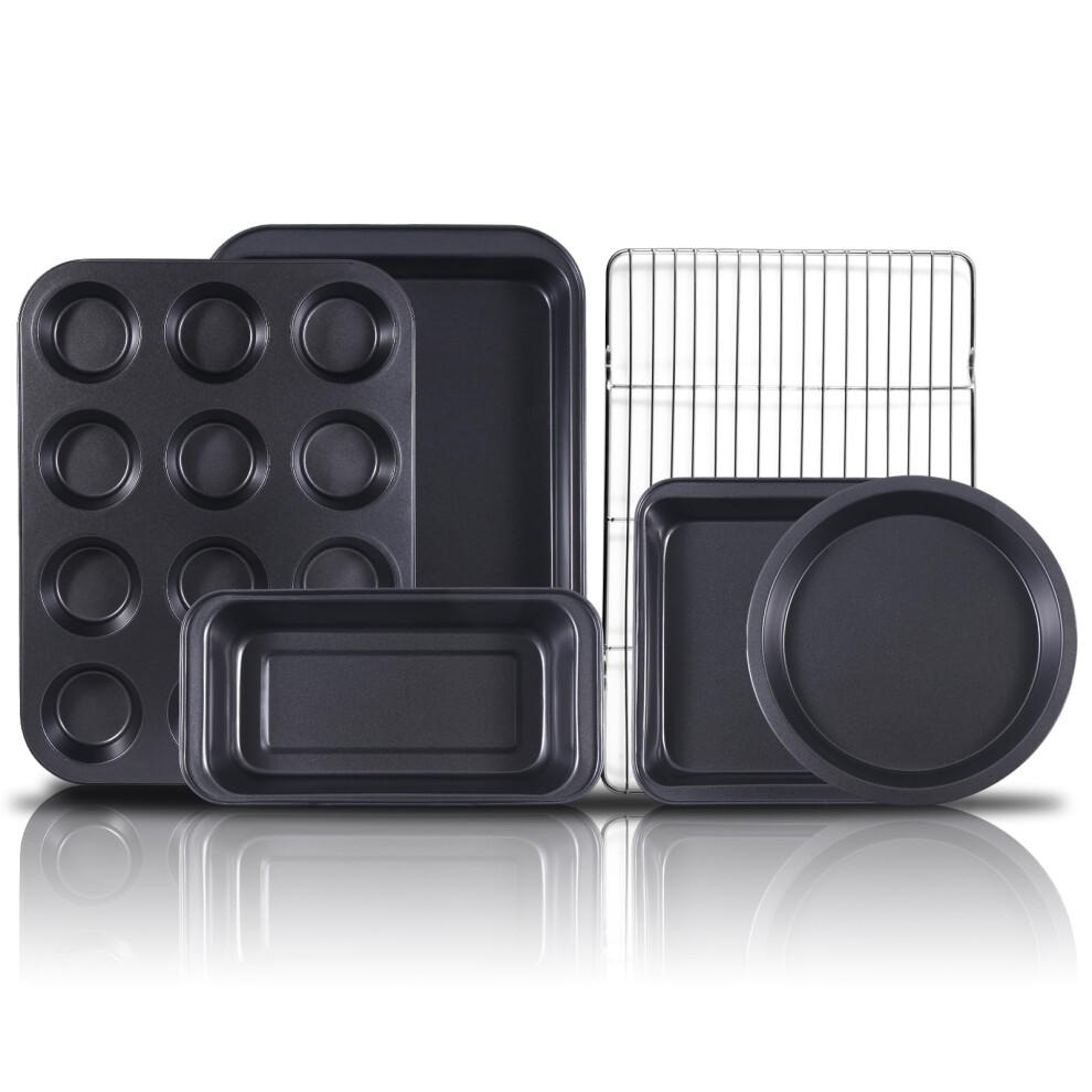 Baking Pans Nonstick Set 6Piece Nonstick Bakeware Set cake pans set with Cookie Sheets Bakeware fits for Nonstick Bread Baki