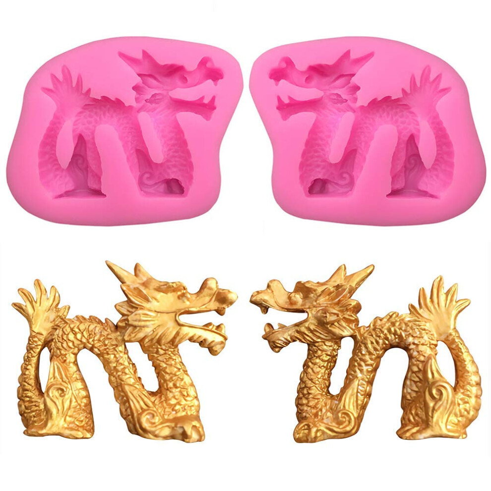 2Pcs/Set 3D Smok Fondant Form Chinski Zodiak Smok Silikonowy Guma Pastowa Cukierka Do Ciasta Narzedzia Do Dekoracji Ciasta-image