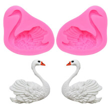 2 Pack Swan Silicone Fondant Moules Swan Chocolate Candy Sucre Craft Colon Moule de gomme de gomme Polymer Moule de resine argile (gauche et droi