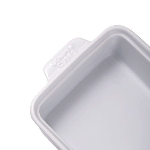 Souper Cubes Stoneware - 5" Square Baking Dish - Ceramic Baking Pan Set - Kitchen Essentials and Bakeware - Set of 2 - White 1