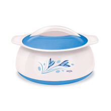 Milton Delish Thermo Termo Hot sau Cold Casserola Bol cu ??o?el inoxidabil interior ?i capac de blocare 2,5 L alb cu albastru (delish KS-1189)