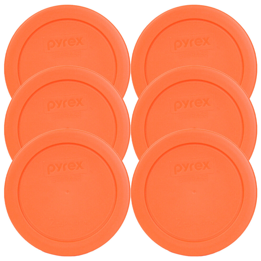Pyrex 7200-PC Round 2 Cup Storage Lid for Glass Bowls (6 Orange)