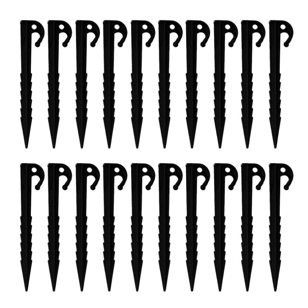 (black) 20 Pcs Spiral Plastic Tent Stakes Heavy Duty Beach Tent Pegs Canopy Stakes Outdoor Ground Stakes Anchors Pegs Durable