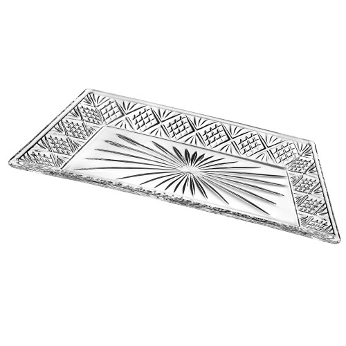 Godinger Dublin Rectangular Crystal Tray, 12 Inch x 6.5 Inch