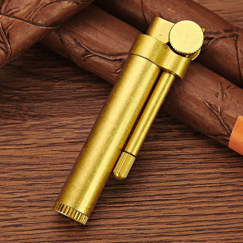Yeuligo New Vintage Brass Grinding Wheel Lighter Creative Ignition Personalized Classic Nostalgic Kerosene Lighter Wholesale