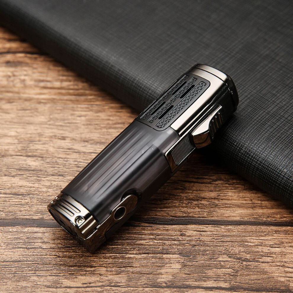 Yeuligo Blue Metal Inflatable Three Straight Cigar Lighter Flamer Boutique Fire Multifunctional Lighter Wholesale