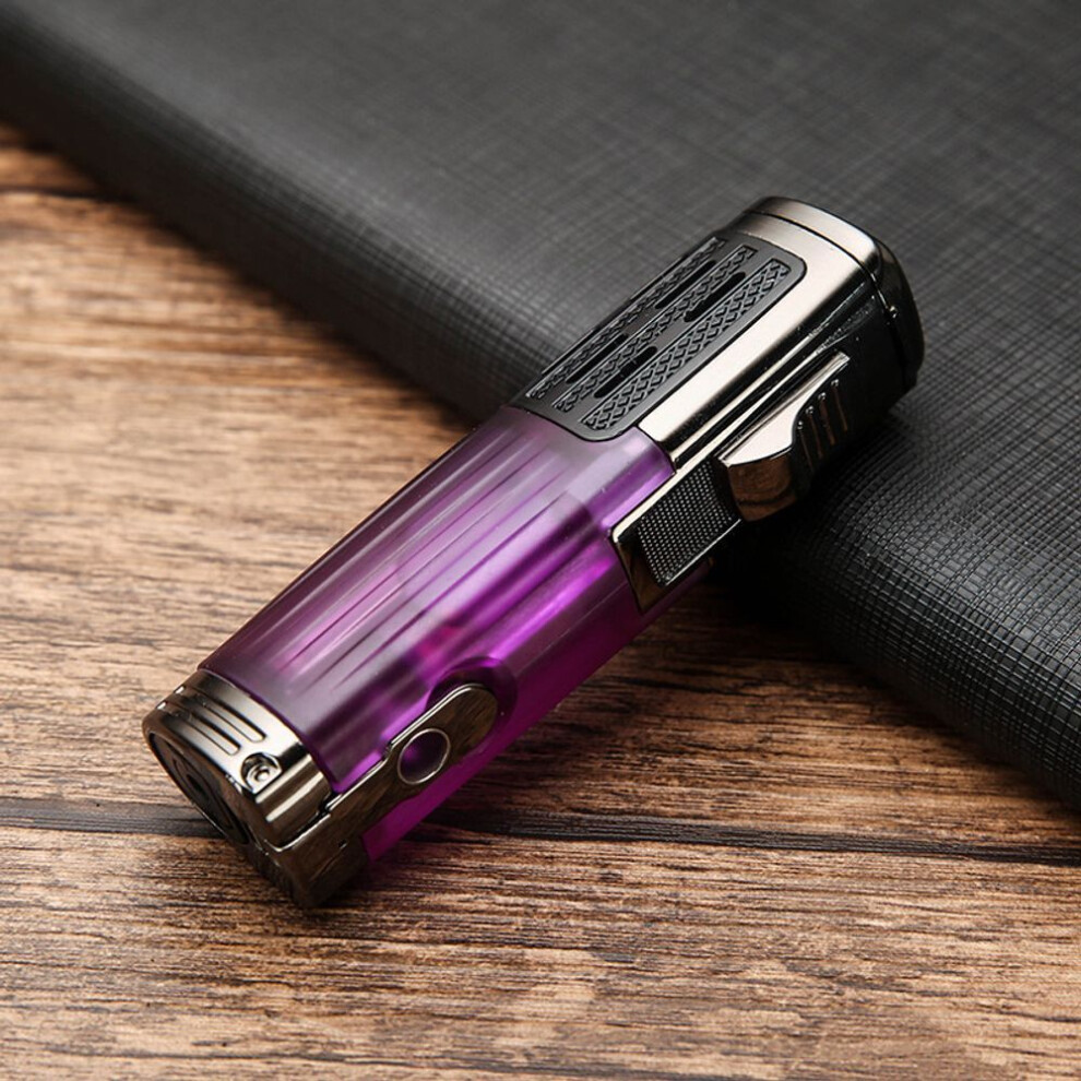 Yeuligo Blue Metal Inflatable Three Straight Cigar Lighter Flamer Boutique Fire Multifunctional Lighter Wholesale