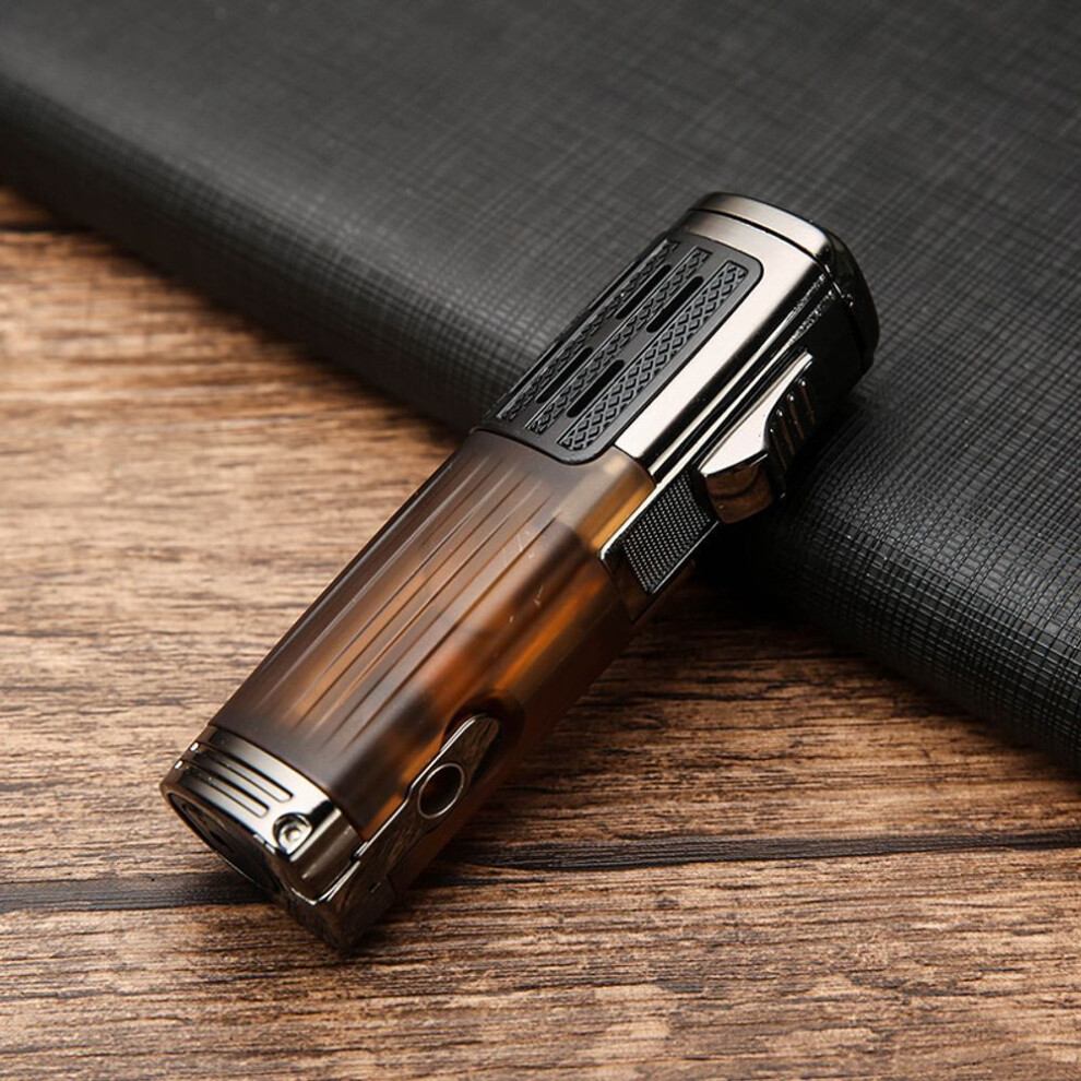 Yeuligo Blue Metal Inflatable Three Straight Cigar Lighter Flamer Boutique Fire Multifunctional Lighter Wholesale