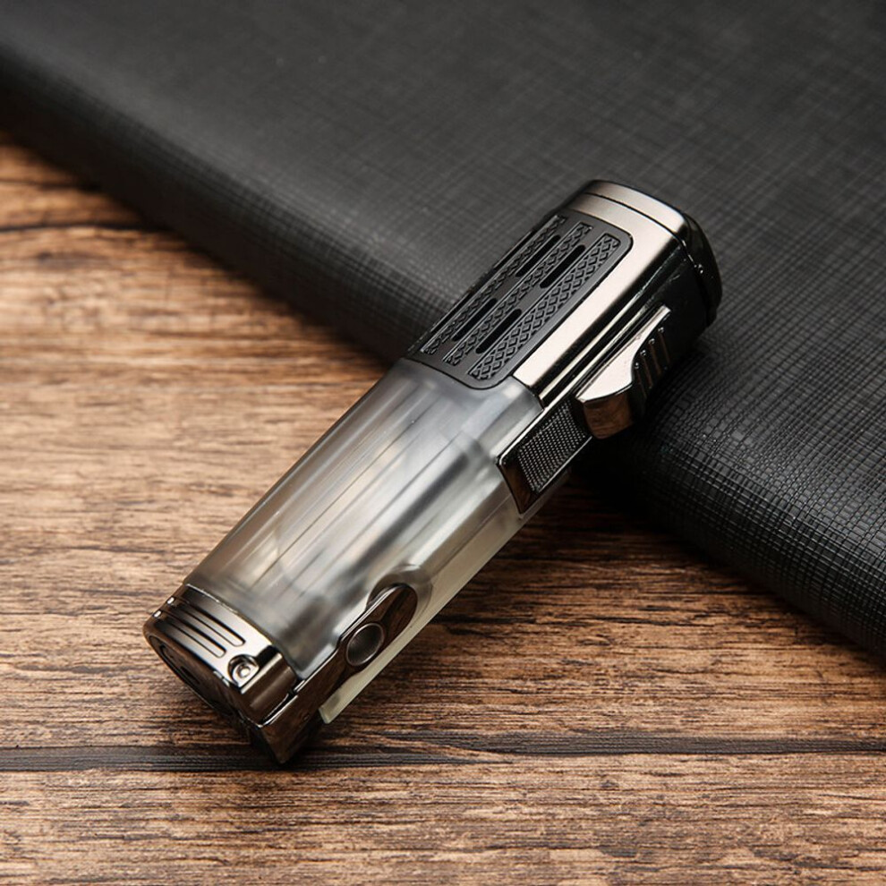 Yeuligo Blue Metal Inflatable Three Straight Cigar Lighter Flamer Boutique Fire Multifunctional Lighter Wholesale