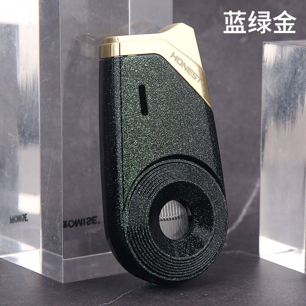 Yeuligo Blue Windproof Lighter Inflatable Body Creative Personality Male Straight Cigar Lighter Points Moxibustion Flame New