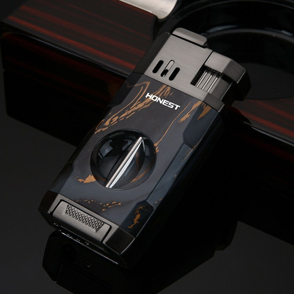 Yeuligo Creative New Double Fire Inflatable Windproof Cigar Special Lighter Cigar Cutter Igniter Durable Cigarette Lighter Batch