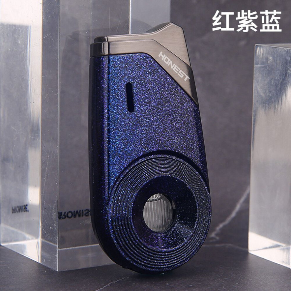 Yeuligo Blue Windproof Lighter Inflatable Body Creative Personality Male Straight Cigar Lighter Points Moxibustion Flame New