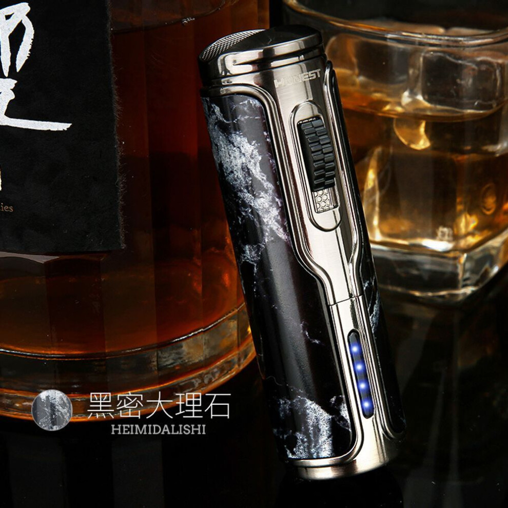 Yeuligo New Internet Celebrity Charging Windproof Gas Lighters Creative Three Direct Ignition High-End Smoking Set