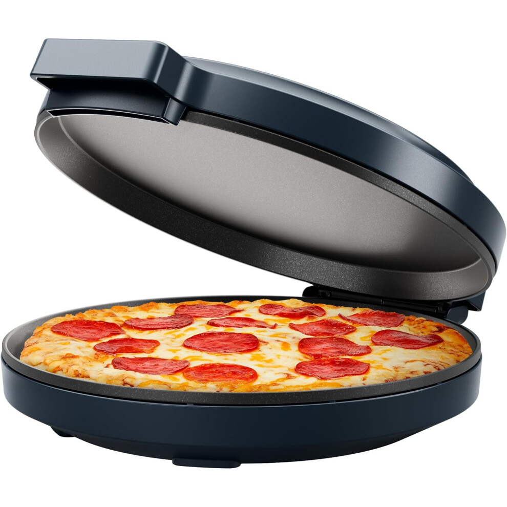 (Midnight) 30cm Pizza Oven, Omelette Maker Non Stick Pan, 1570W, 220C High Heat, Digital Cookbook Included, LED Power Indicator Lights and Vertical Storage