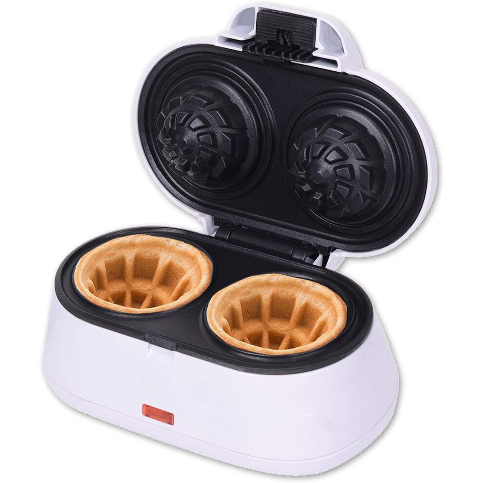 White - Make bowl shapes Belgian waffles in minutes | Best for serving ice cream and fruit | Gift ideas 220-240V 50/60Hz 1200W, UK Plug