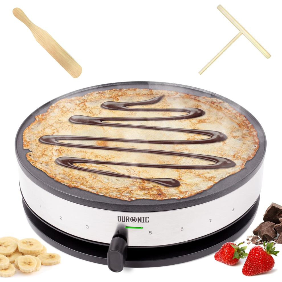 (Medium) Crepe Griddle Grill Pan, Pancake Cooker Hot Plate for Breakfast, American Fluffy Pancakes, French Crepes and Galettes with Creperie Utensils