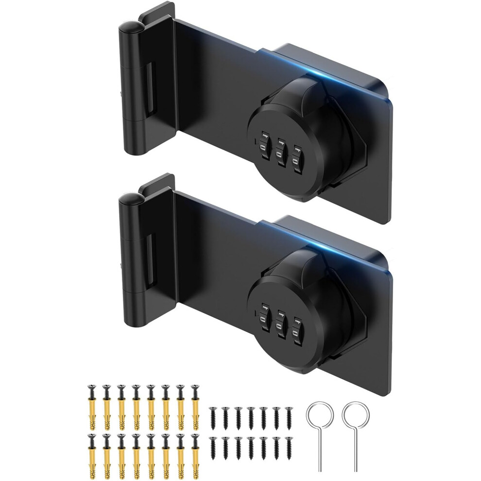 (Black -2pcs) 90 Degree Barn Door Lock, Household Security Combination Latch Lock for Locker, Fence, Bathroom, Outdoor, Garden (Black -2PCS)