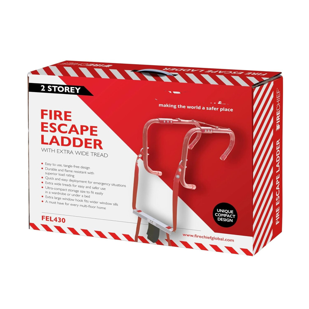 (Single, 2 Storey) 2 Storey Fire Escape Ladder – 14.1ft 4.30m Long - 300mm Wide Foot Hold