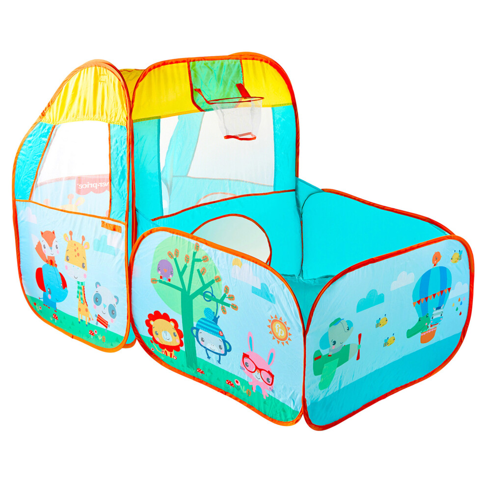 Large Ball Pit with Basketball Hoop, Tunnel, Playhouse & 25 Balls - Baby Toddler Toys Playpen