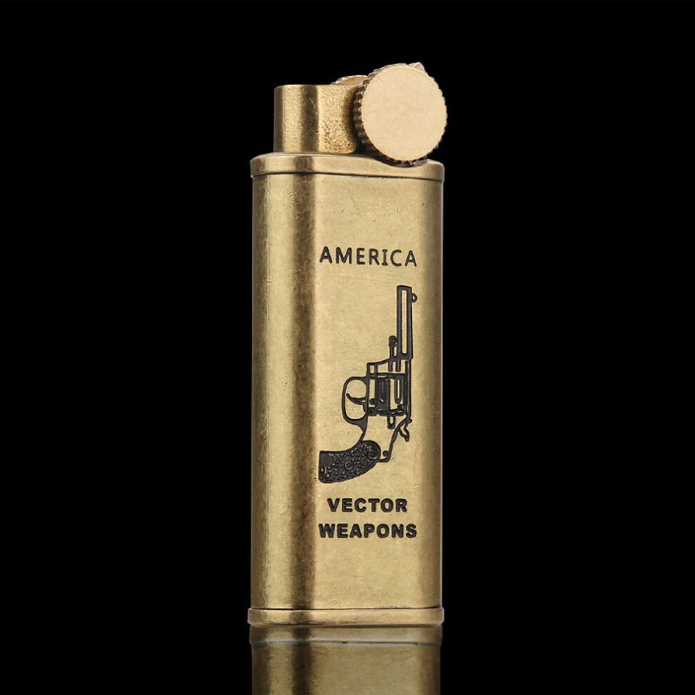 Yeuligo Genuine Goods Gas Lighters Personality Retro Grinding Wheel Cigarette Lighter Military Brass Pipe Wholesale