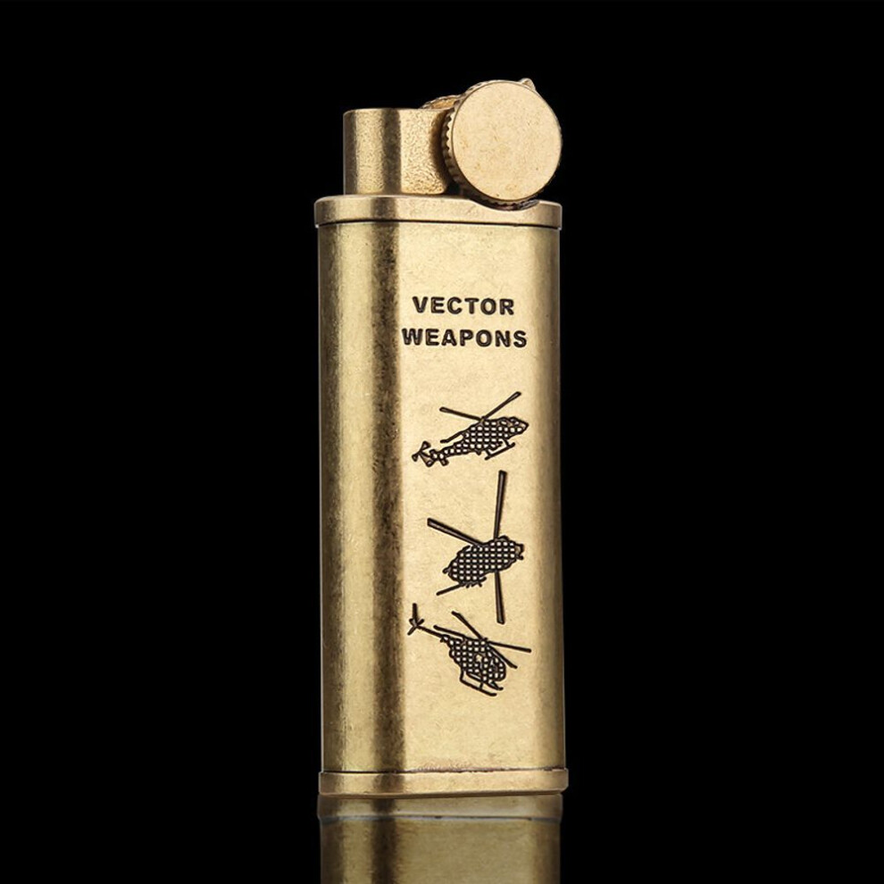 Yeuligo Genuine Goods Gas Lighters Personality Retro Grinding Wheel Cigarette Lighter Military Brass Pipe Wholesale