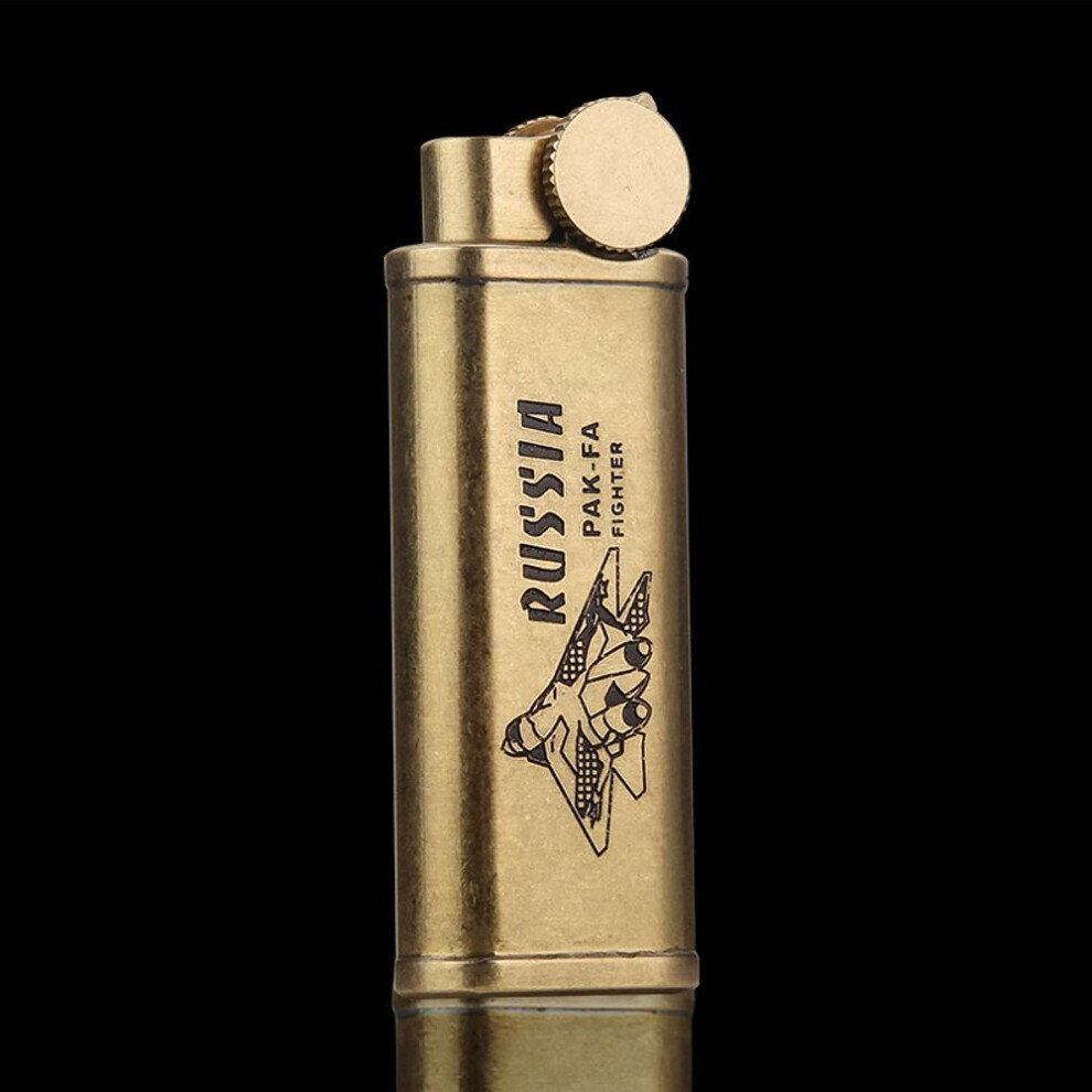 Yeuligo Genuine Goods Gas Lighters Personality Retro Grinding Wheel Cigarette Lighter Military Brass Pipe Wholesale