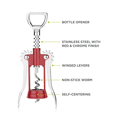 True Soar Red Winged Corkscrew  Self Centering Worm  Bottle Opener 1