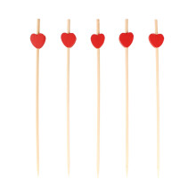 BambooMN 5,9"" Bamboe Rood Hart Cocktails Hors D'oeuvres Fruit Sandwich Spiesjes Picks voor Catered Events Vakantie's Restaurants of Buffet Feestartik