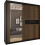 MN Furniture Sliding Mirror Wardrobe Shelves Black/Votan 203cm 1