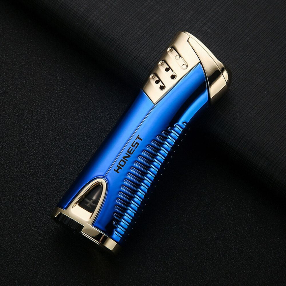 Yeuligo Blue Windproof Gas Lighters Creative Personality Male Straight Cigar Lighter Point Moxibustion Flame Smoking Set Batch
