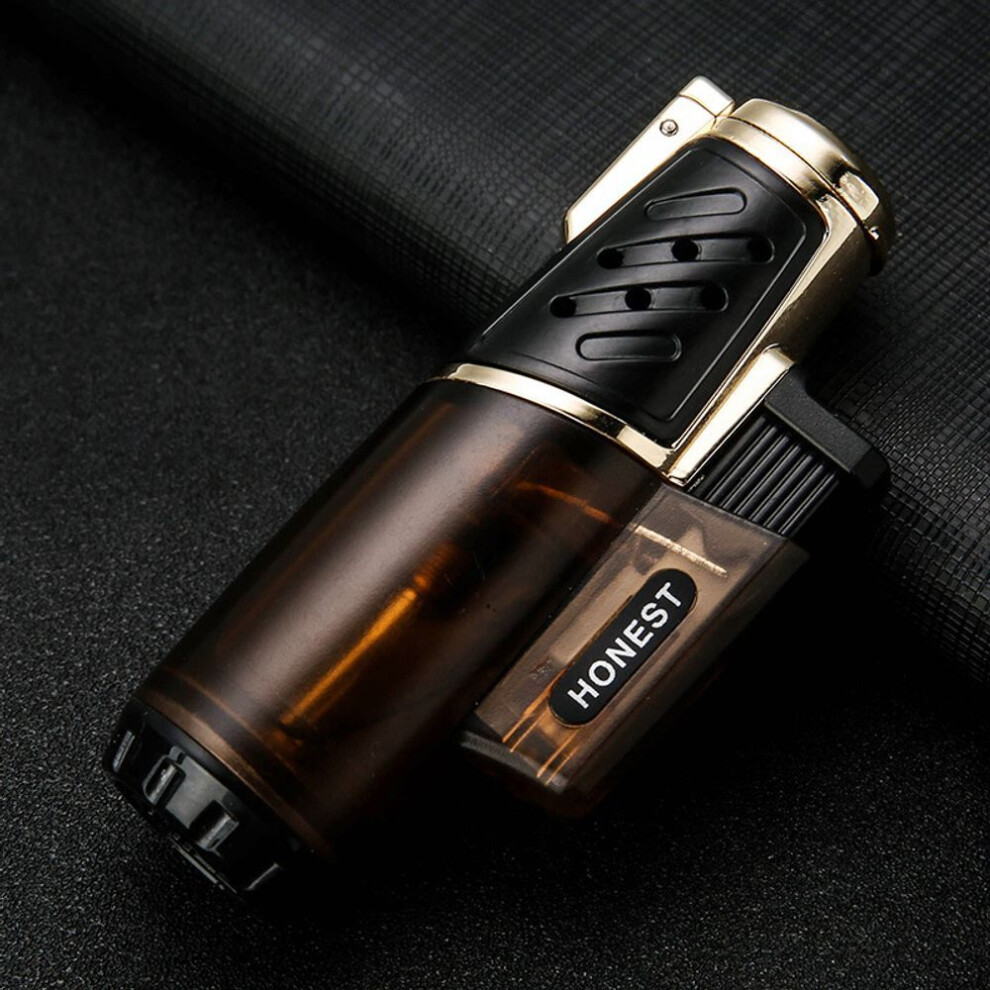 Yeuligo Blue Transparent Straight Strong Igniter Lighter Outdoor Portable Smoking Set Flame Cigar Inflatable Lighter Wholesale