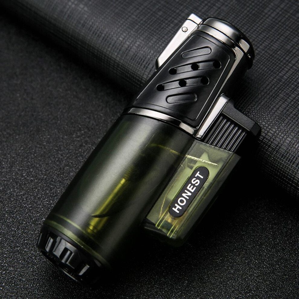 Yeuligo Blue Transparent Straight Strong Igniter Lighter Outdoor Portable Smoking Set Flame Cigar Inflatable Lighter Wholesale