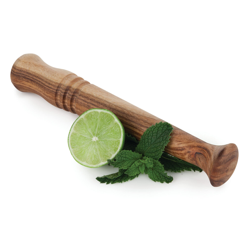 Pilon ? mojito en bois d'acacia, accessoire de bar et outil de boisson ? cocktail, essentiel de cuisine avec pochette de rangement en jute, lot de 1