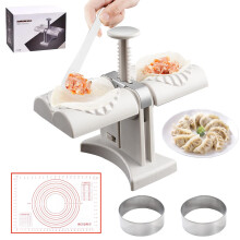 Sameme husholdning Dobbelthoved Automatisk dumpling maker Mold Dumpling Maker Press med æltningspude 2 dej Presseringsværktøj