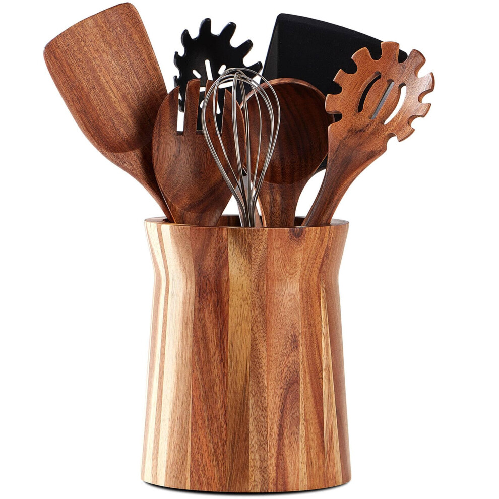 LOHONER Wooden Utensil Holder for Countertop  360 Rotating Kitchen Utensil Holder  72x 6 Large Acacia Cooking Utensil Holde-image-OPC-PFRM2QM-NEW